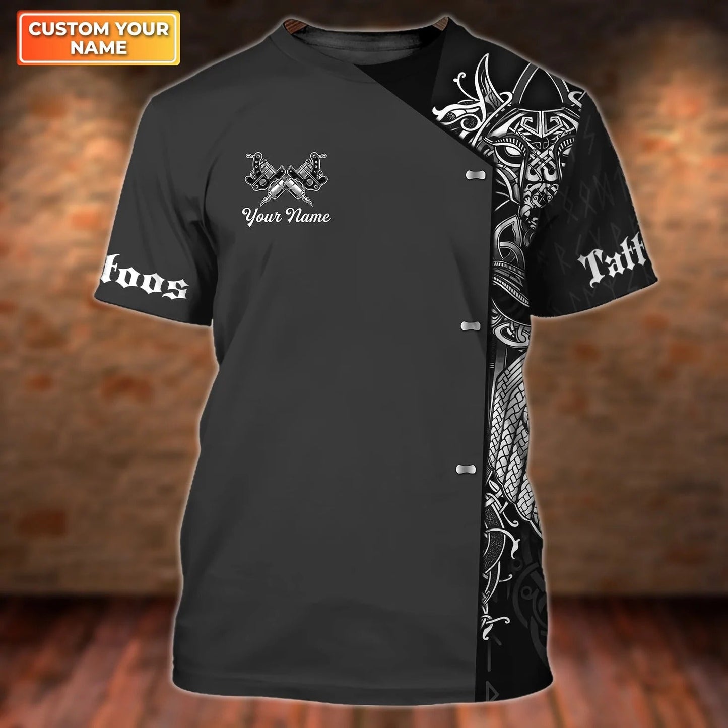 Custom Tattoo Viking Shirt Men, Tattoo Artist Gift For Him, 3D Shirt For Tattoo Shop TO2614