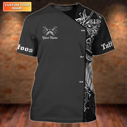 Custom Tattoo Viking Shirt Men, Tattoo Artist Gift For Him, 3D Shirt For Tattoo Shop TO2614