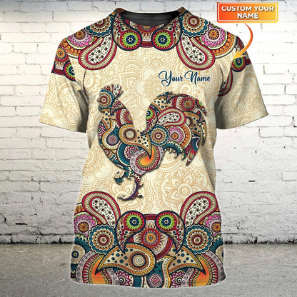 Custom Name 3D Chicken Shirt Chicken Paisley Pattern T Shirt Gift For Rooster Lover TO1789