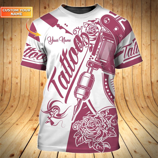 Personalized Best Tattoo Artist T Shirt Tattoo Rose 3D Shirt Men Women Tattoo Shop Uniform TO1793