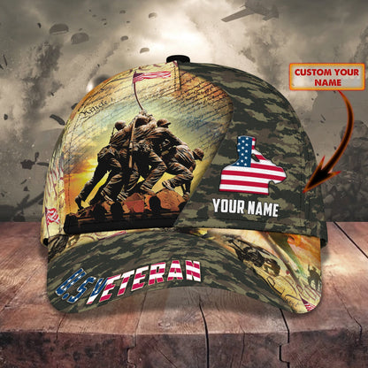 3D Classic Cap U.S Veteran 9 Personalized Name Cap Lasfour CA1384