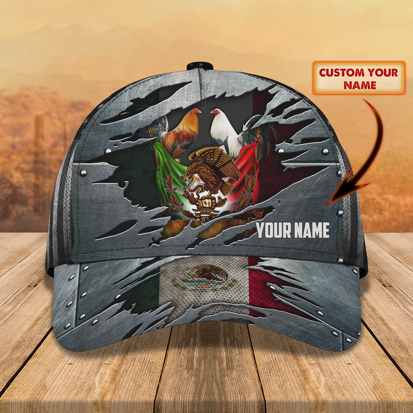 3D Classic Cap Chicken Fight Personalized Name Cap Lasfour CA0785