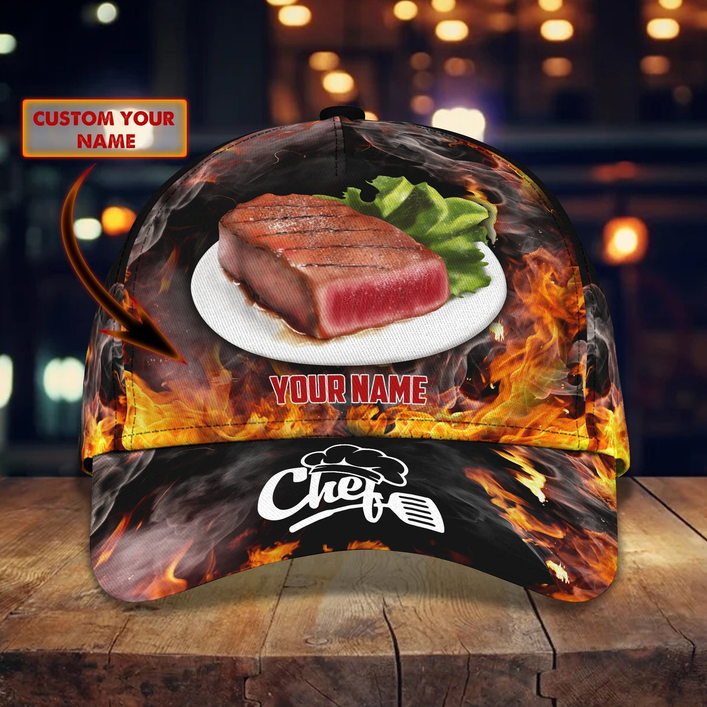 3D Classic Cap Chef 2 Personalized Name Cap Lasfour CA0867