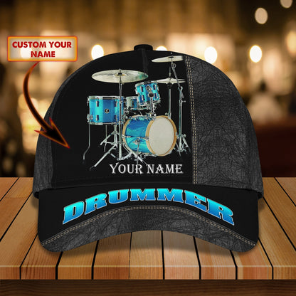 3D Classic Cap Drummer 26 Personalized Name Cap Lasfour CA0815