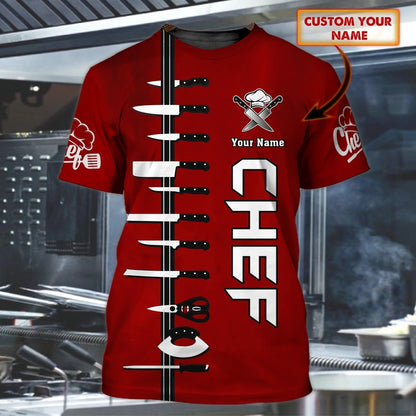 Personalized Name 3D Chef, Master Chef Tshirt, Best Gift For Cooking Lover, 3D Full Print Cooker Shirt, Chef Shirt TO0259