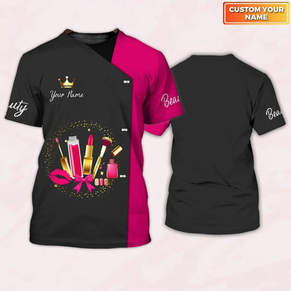 Custom 3D All Over Print Beauty Consultant Pink & Black T shirt, Gift For Beauty Technician TO2646