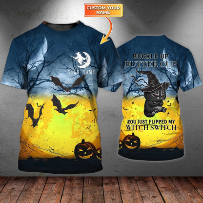 Custom Witch Halloween Shirt Men Woman, Purple 3D All Over Printed Halloween Tshirt, When They Saw My Head Down TO2313