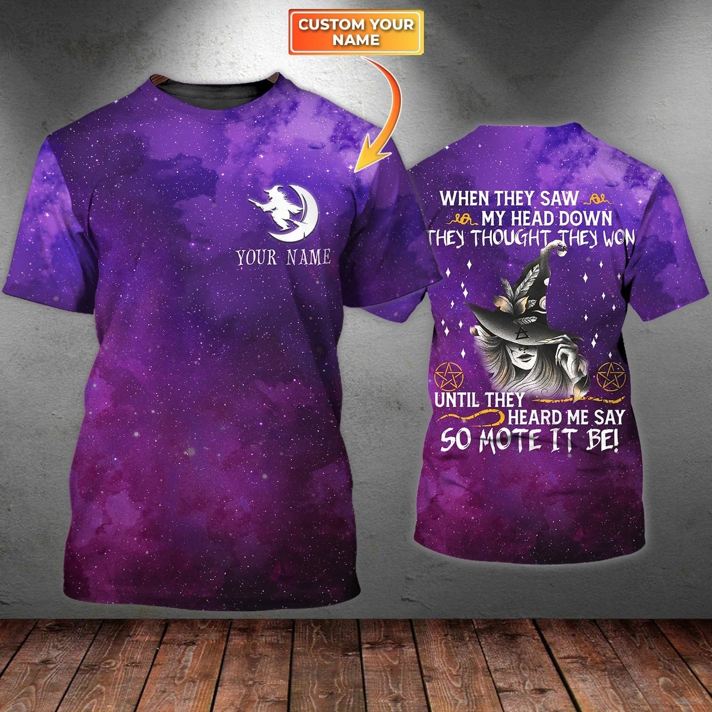 Custom Witch Halloween Shirt Men Woman, Purple 3D All Over Printed Halloween Tshirt, When They Saw My Head Down TO2313