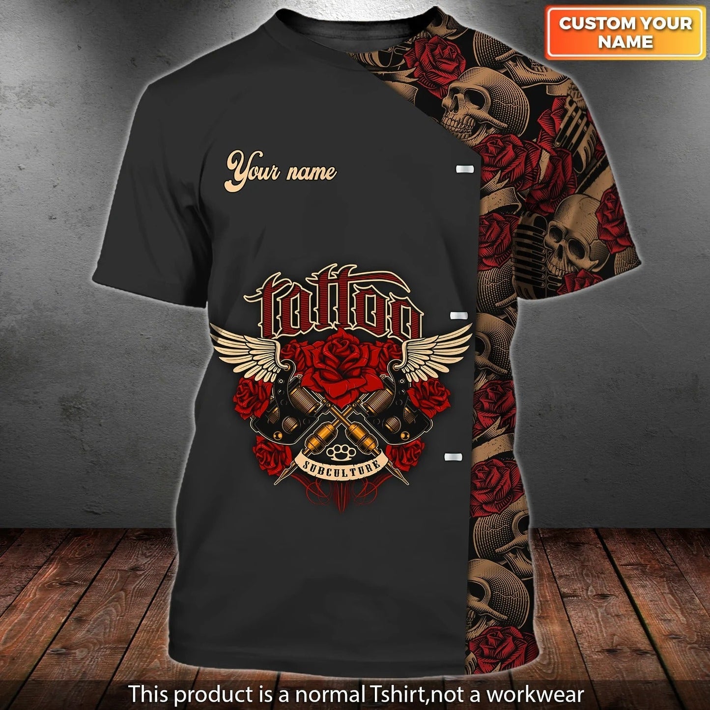 Tattoo Machines And Roses Personalized Name 3D Shirt Gift For Tattoo Artist TO2664