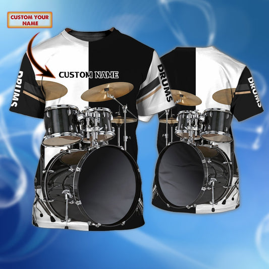 Customized 3D Shirt Drum Black And White For Drummer, Sublimation Shirts For Drum Lover TO0605