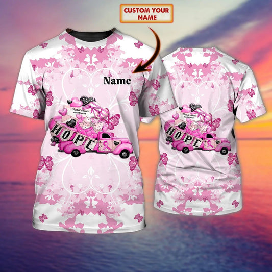 3D Print Breast Cancer Awareness T Shirt, Car Hope Shirt For Breast Cancer Survivor TO2434