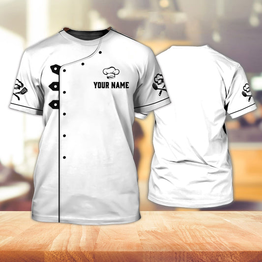 Custom Name Master Chef Uniform Shirt Men Women 3D White Chef Shirts TO1920