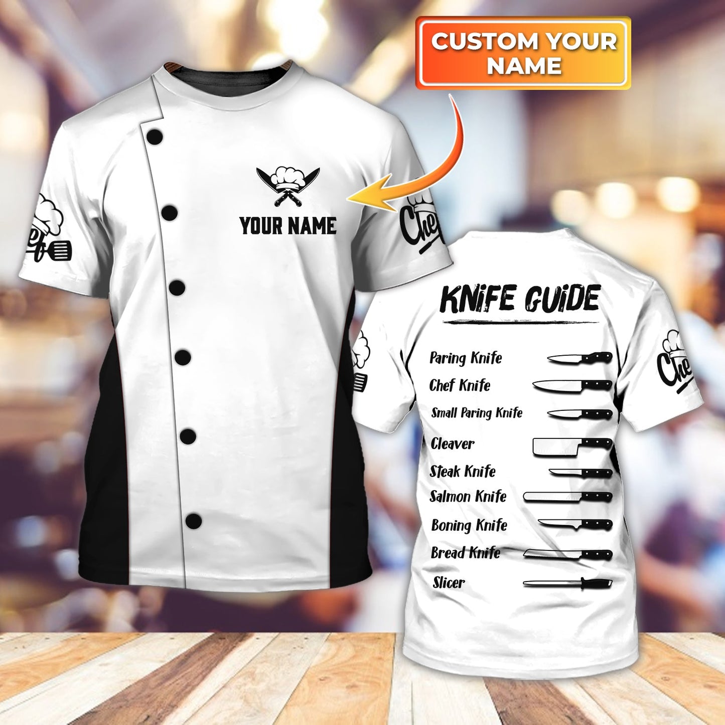 Custom Funny Chef Shirt Men Women 3D Master Chef Guide Tshirt TO1767