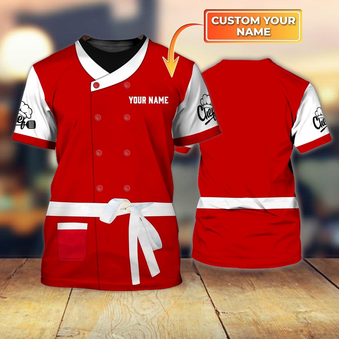 Custom Red Chef Shirt 3D All Over Print Best Gift To Master Chef, Chef Uniform TO1783