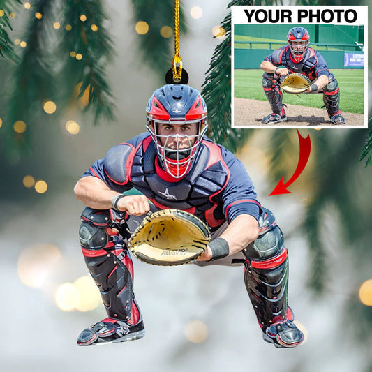 Custom Photo Baseball Christmas Ornament, Upload Image Baseball Flat Ornament, Gift for Team Baseball OO1821