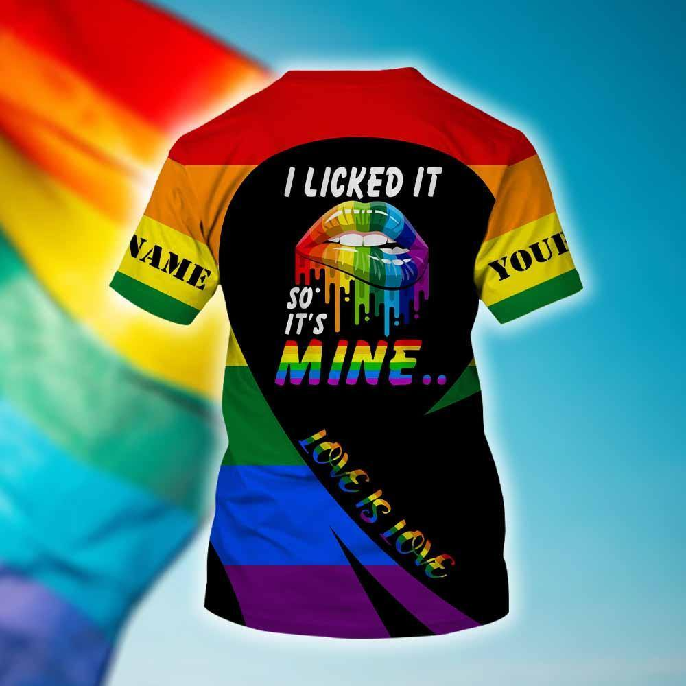 Custom Name Lesbian Couple Shirts I Licked It So It’s Mine, Gift For Gay Men, Gay Pride Shirt LO0770