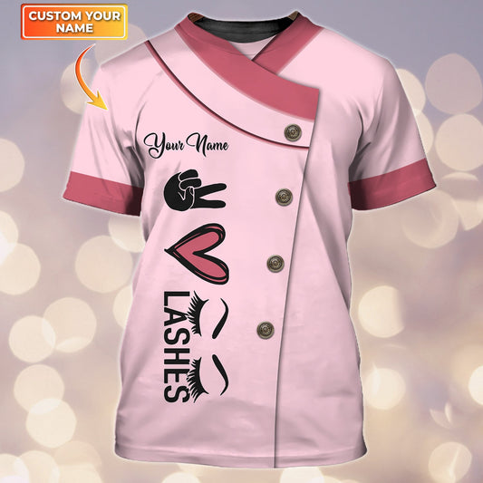 Custom Peach Love Shirt Lashes Eyelash Technician T Shirt TO1323