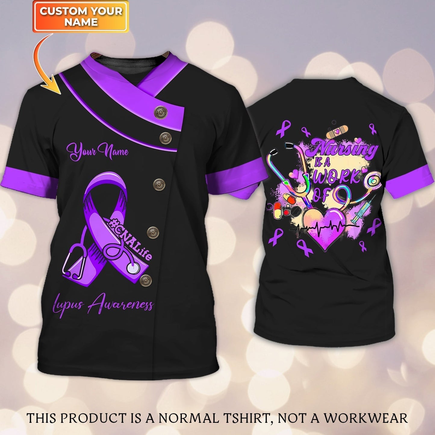 Cnalife Lupus Awareness Personalized Name 3D Tshirt Tad (Non Workwear) TO2394