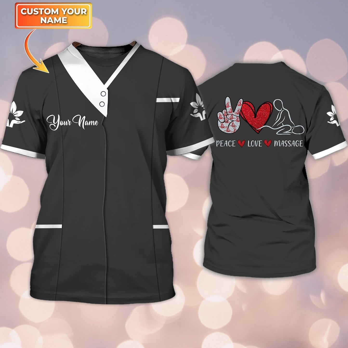 Custom 3D Shirt With Peace Love Massage, Love Massage Shirts TO1133