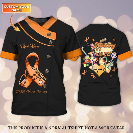 Cnalife Multiple Sclerosis Awareness Personalized Name 3D Tshirt Tad (Non Workwear) TO2391