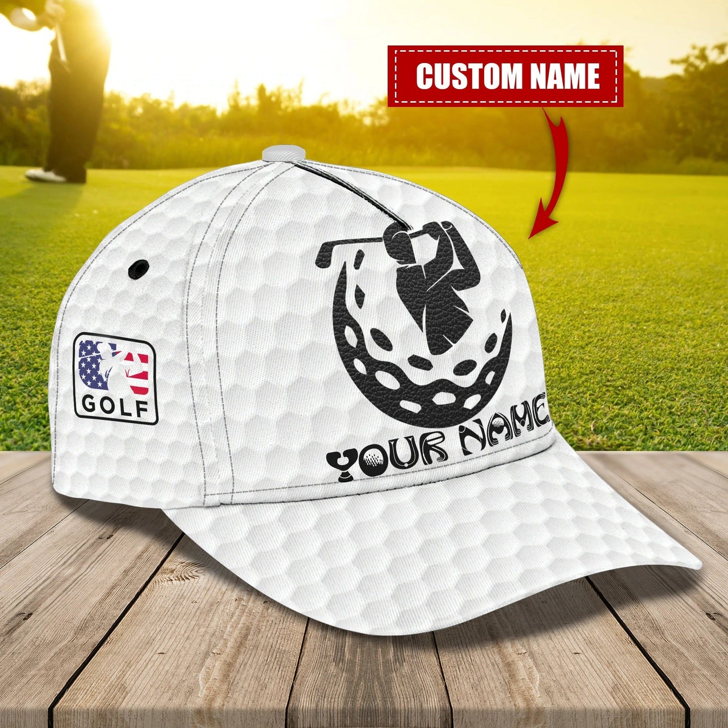 Personalized With Name 3D All Over Print Golf Caps For Men, American Golfer Baseball Cap, Golfer Gifts CO0344