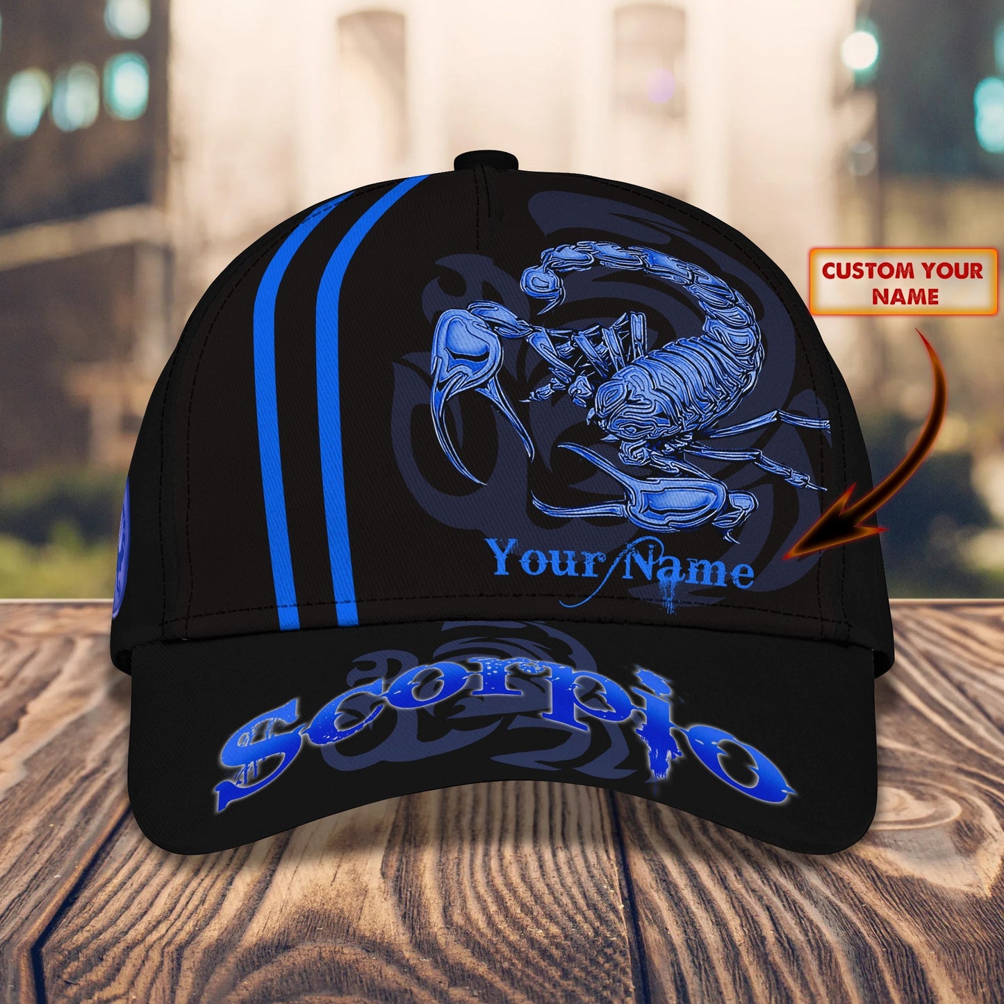 3D Classic Cap Scorpio Blue Personalized Name Cap 179 Lasfour CA2471