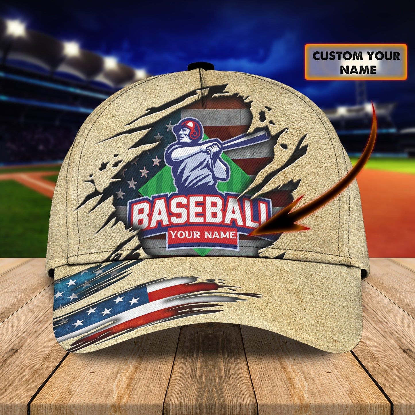 3D Classic Cap Baseball Personalized Name Cap Lasfour CA0616