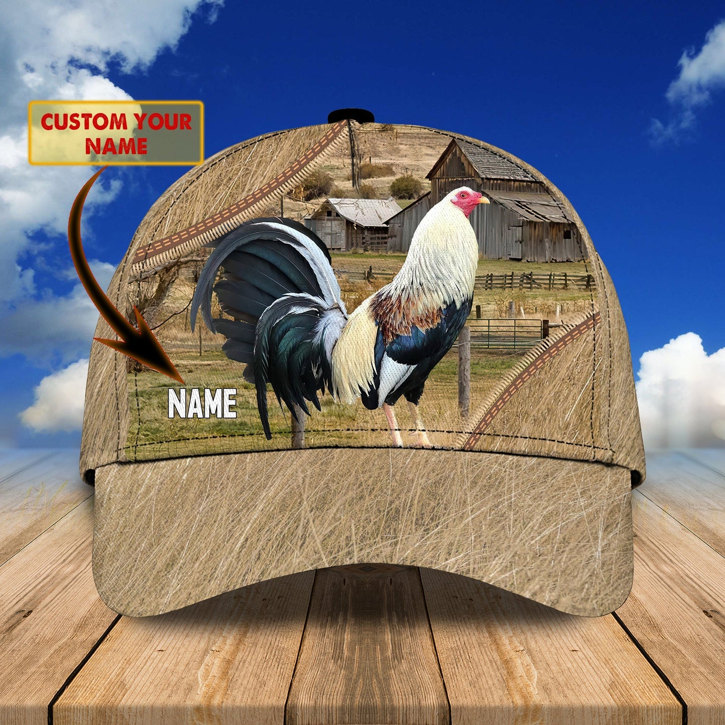 3D Classic Cap Rooster Personalized Name Cap 008 Lasfour CA0784