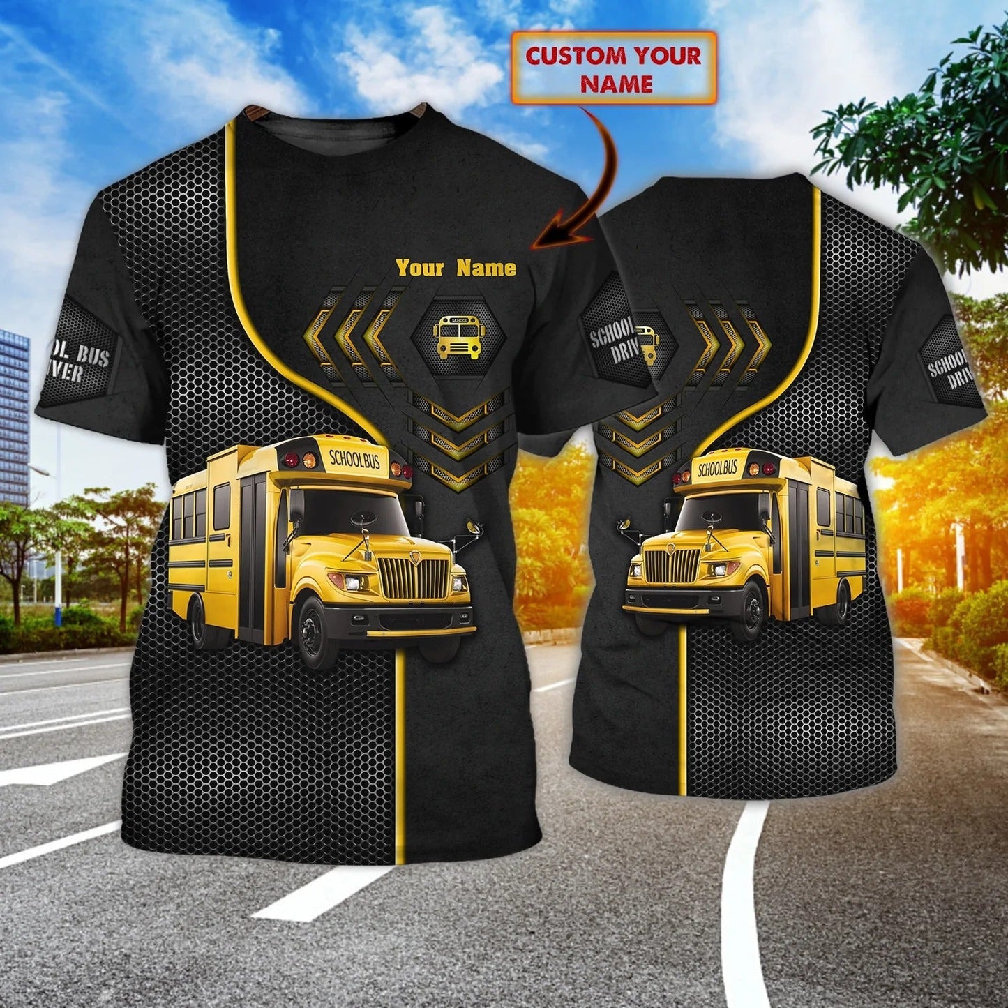 Personalized 3D Black School Bus T Shirt, Driver Of School Bus Shirt Gift To School Drivers TO2266