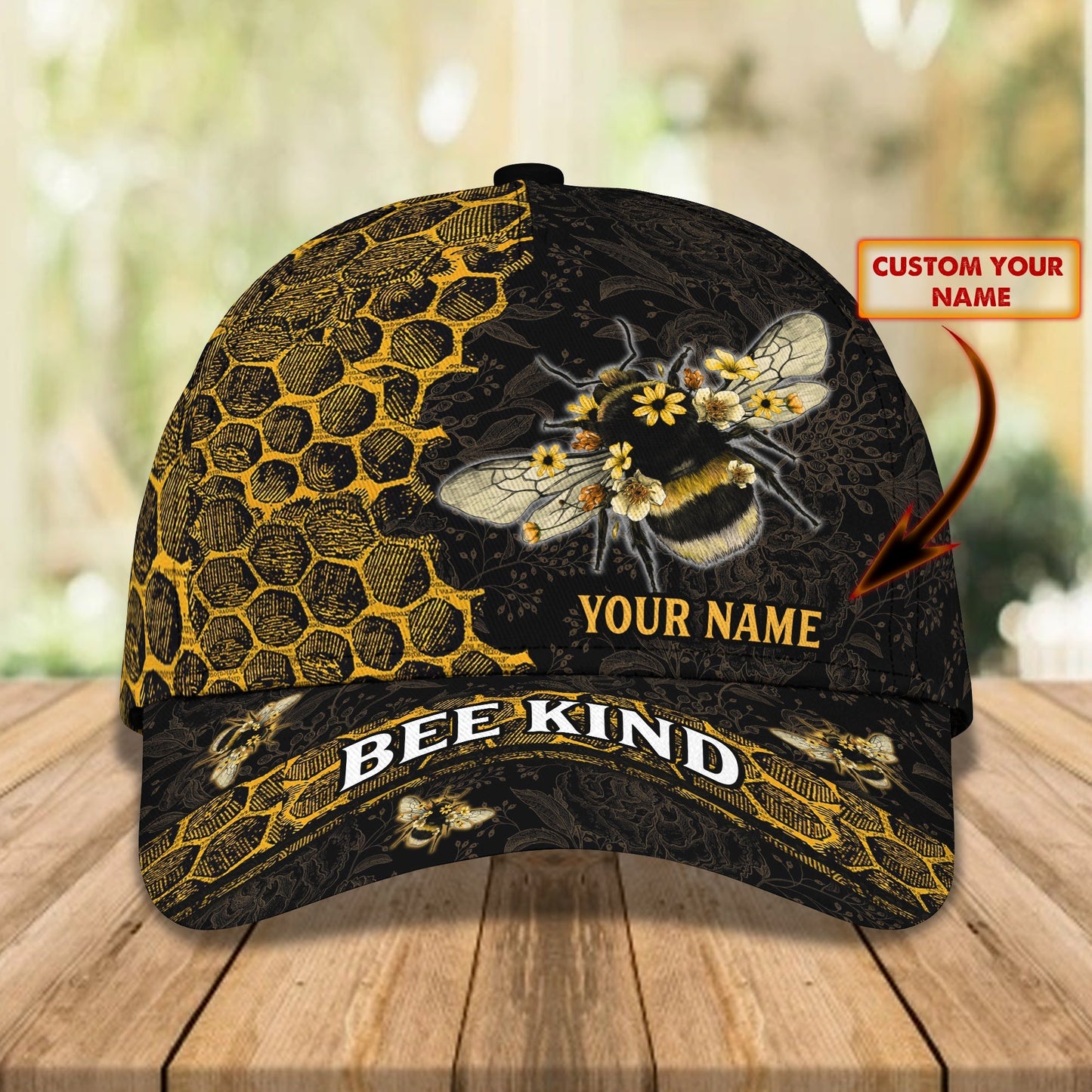 3D Classic Cap Bee 08 Personalized Name Cap Lasfour CA2419