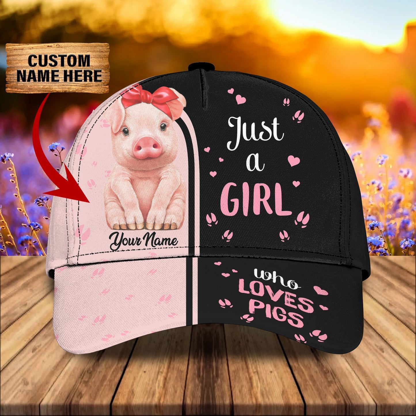 3D Classic Cap Pig Cap01 Personalized Name Cap Lasfour CA1775