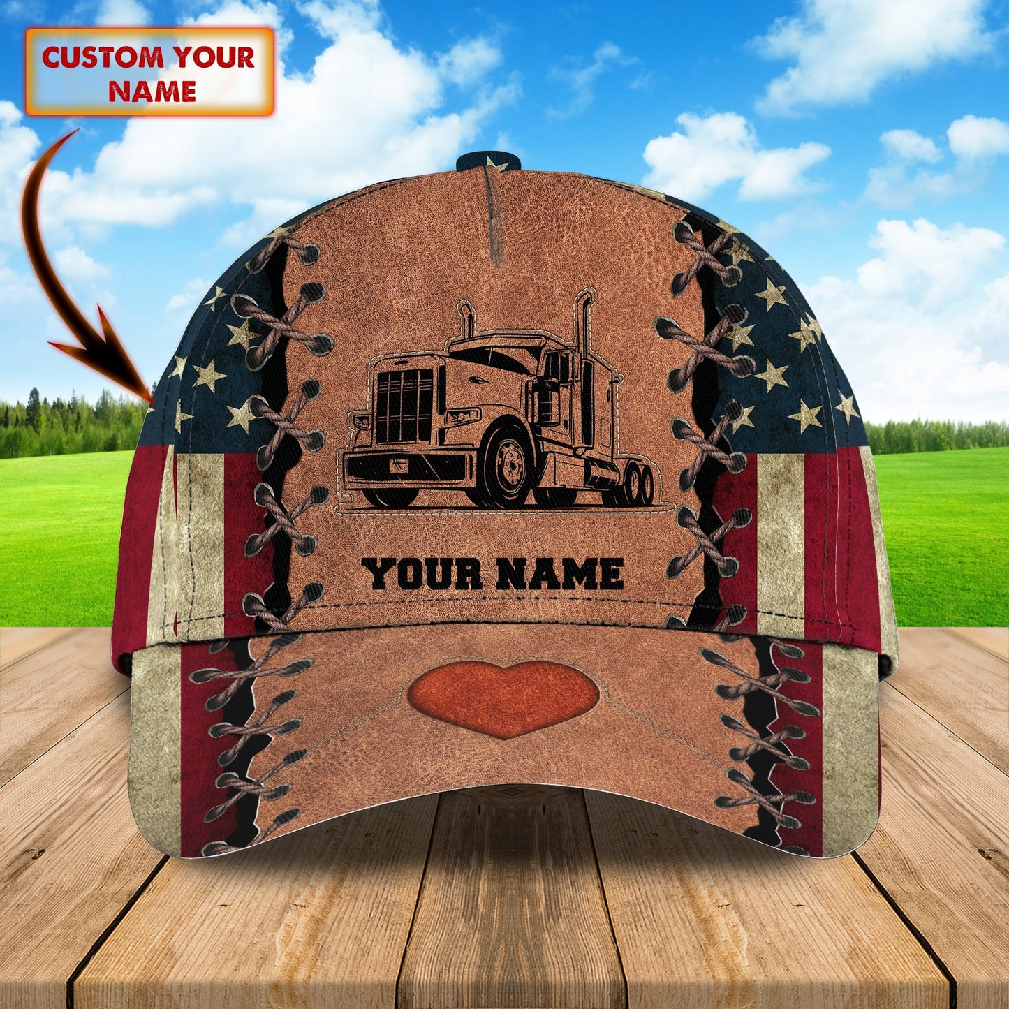 3D Classic Cap Trucker 2 Personalized Name Cap Lasfour CA0734