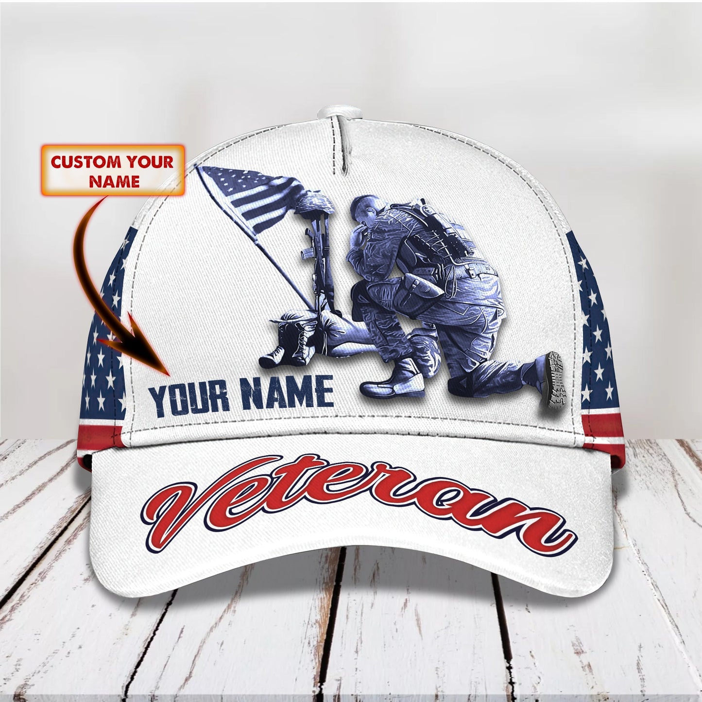 3D Classic Cap Veteran Personalized Name Cap 112 Lasfour CA2260