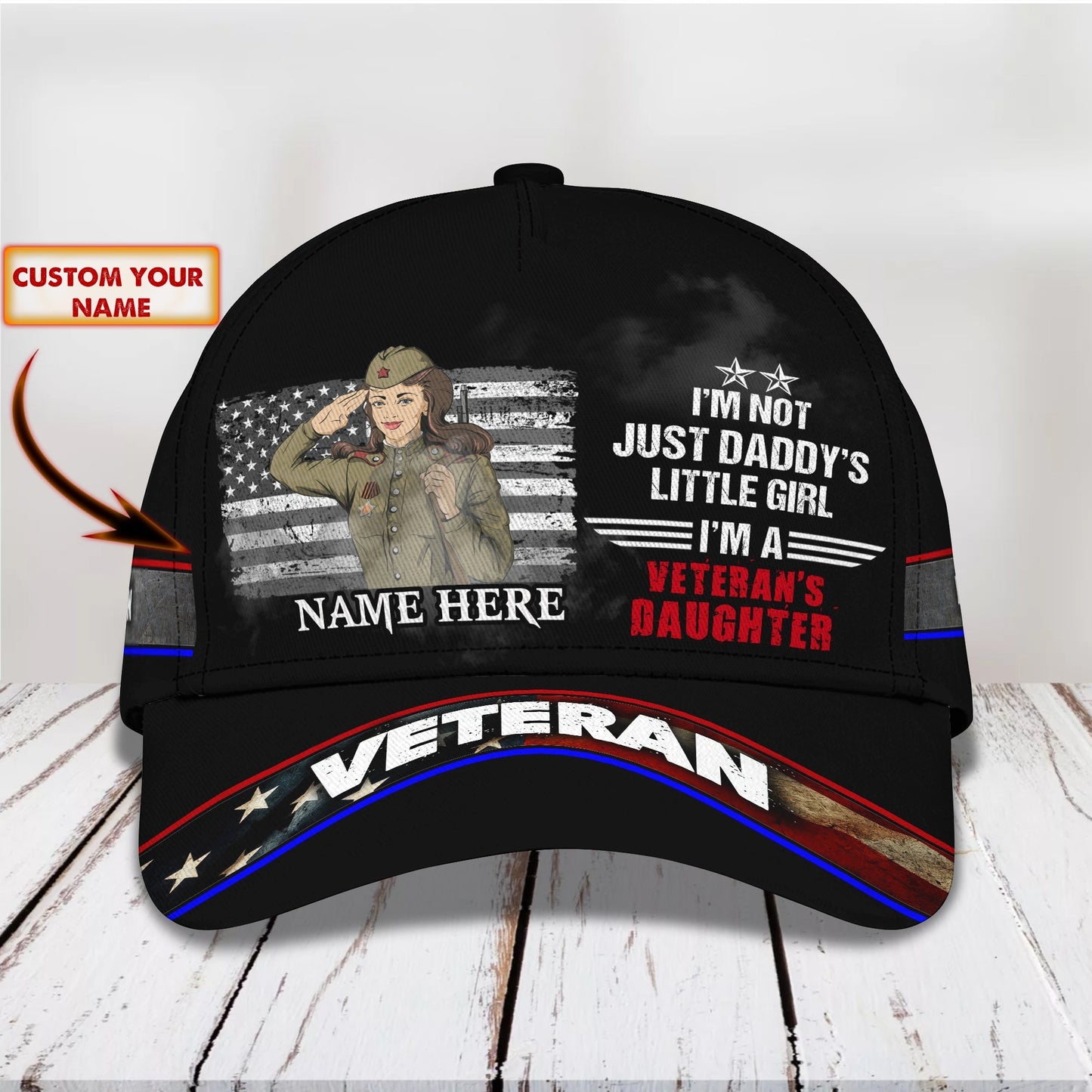 3D Classic Cap I'M A Girl Veteran Personalized Name Cap11 Lasfour CA1832