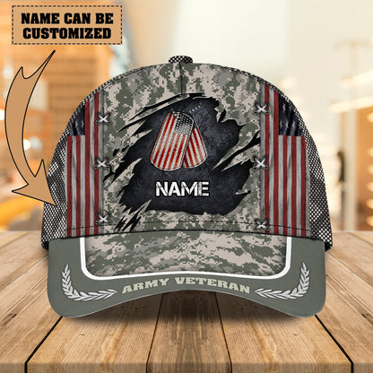 3D Classic Cap U.S. Army Veteran Personalized Name Cap 2 Lasfour CA0710