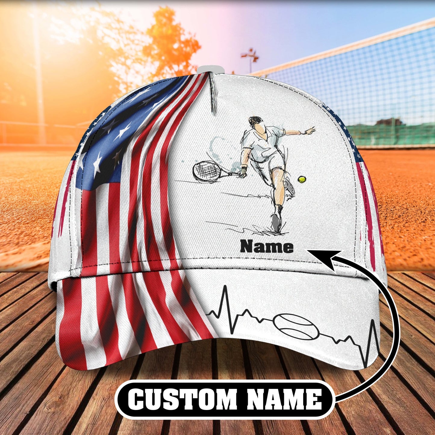 3D Classic Cap Tennis personalized Name Cap Lasfour CA1196