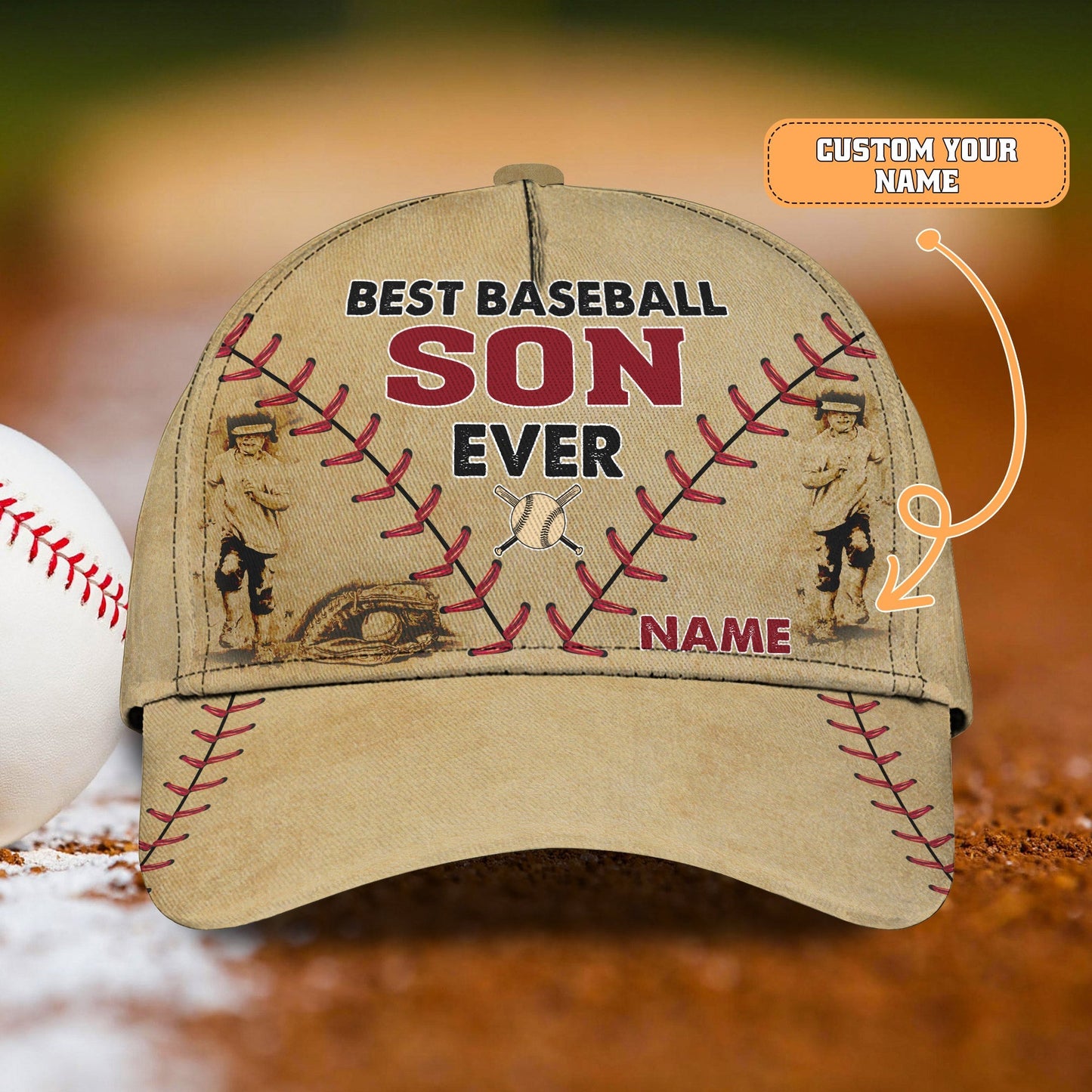 3D Classic Cap Baseball Son Personalized Name Cap Lasfour CA0563