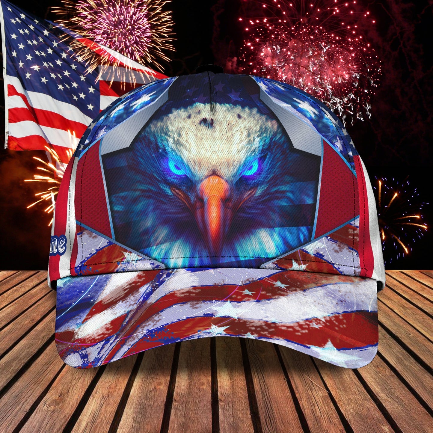 3D Classic Cap America Egagle Personalized Name Cap 04 Lasfour CA0578