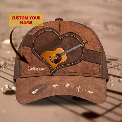 3D Classic Cap Love Guitar Personalized Name Cap Lasfour CA0626