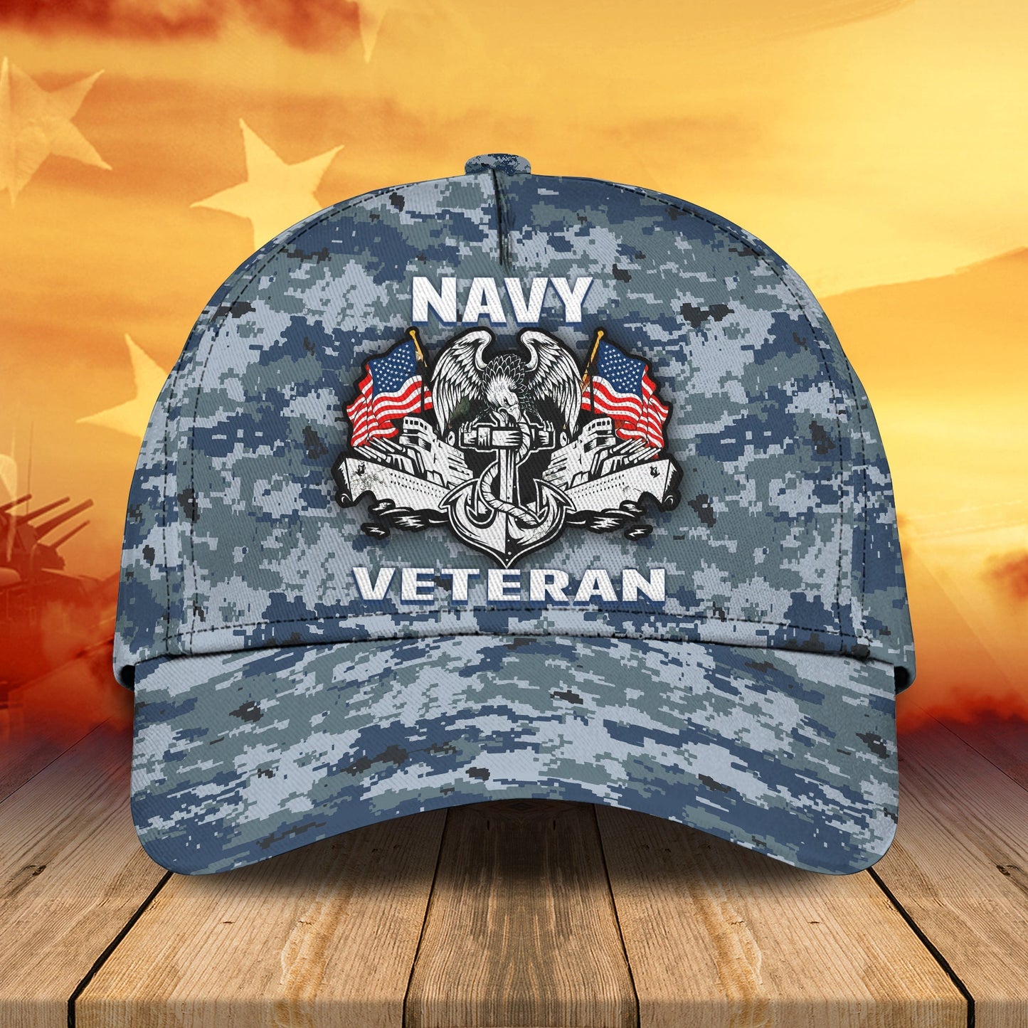 3D Classic Cap Personalized Classic Cap Navy Veteran Lasfour CA2410