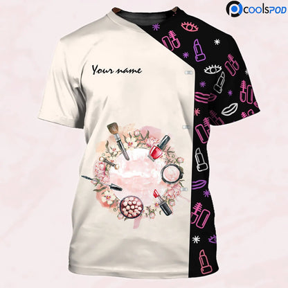 Personalized 3D Shirt For Beauty Consultant, Women Make Up Tech Tshirt, Best Gift For Beauty Tech Girl TO2647