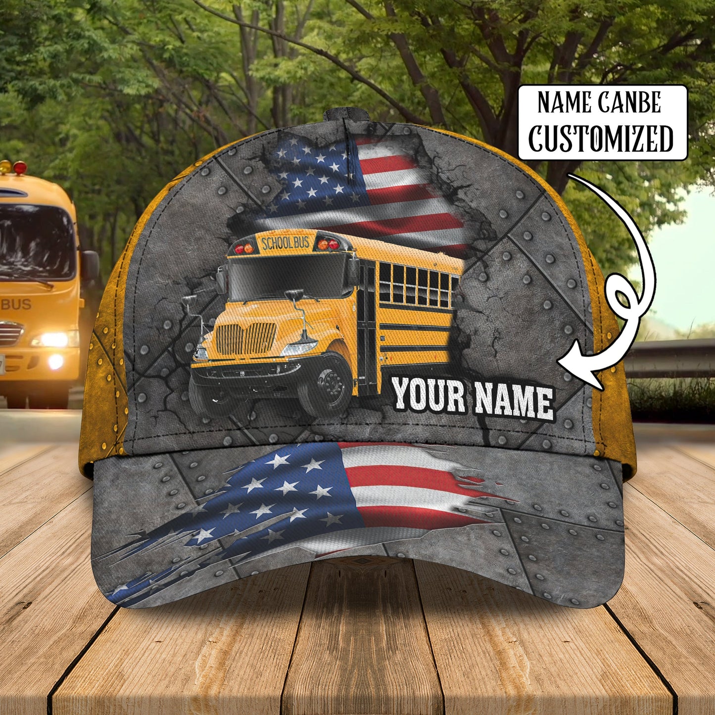 3D Classic Cap America Bus Driver Personalized Name Cap Lasfour CA0615