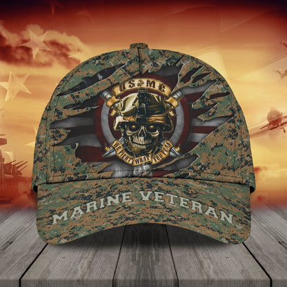 3D Classic Cap Marine Veteran Personalized Name Cap Lasfour CA0035