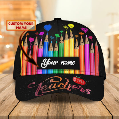 3D Classic Cap Super Teacher 05 Personalized Name Cap Lasfour CA1247