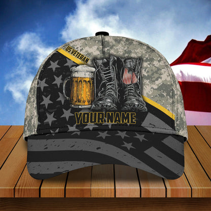 3D Classic Cap Beer And Veteran Personalized Name Cap Beer Lasfour CA1485