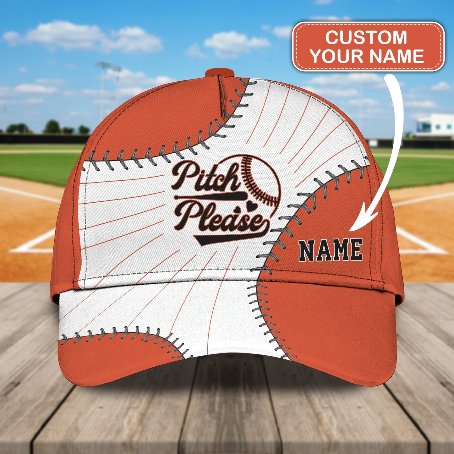 3D Classic Cap Pitch Please Baseball Personalized Name Cap Lasfour CA0656