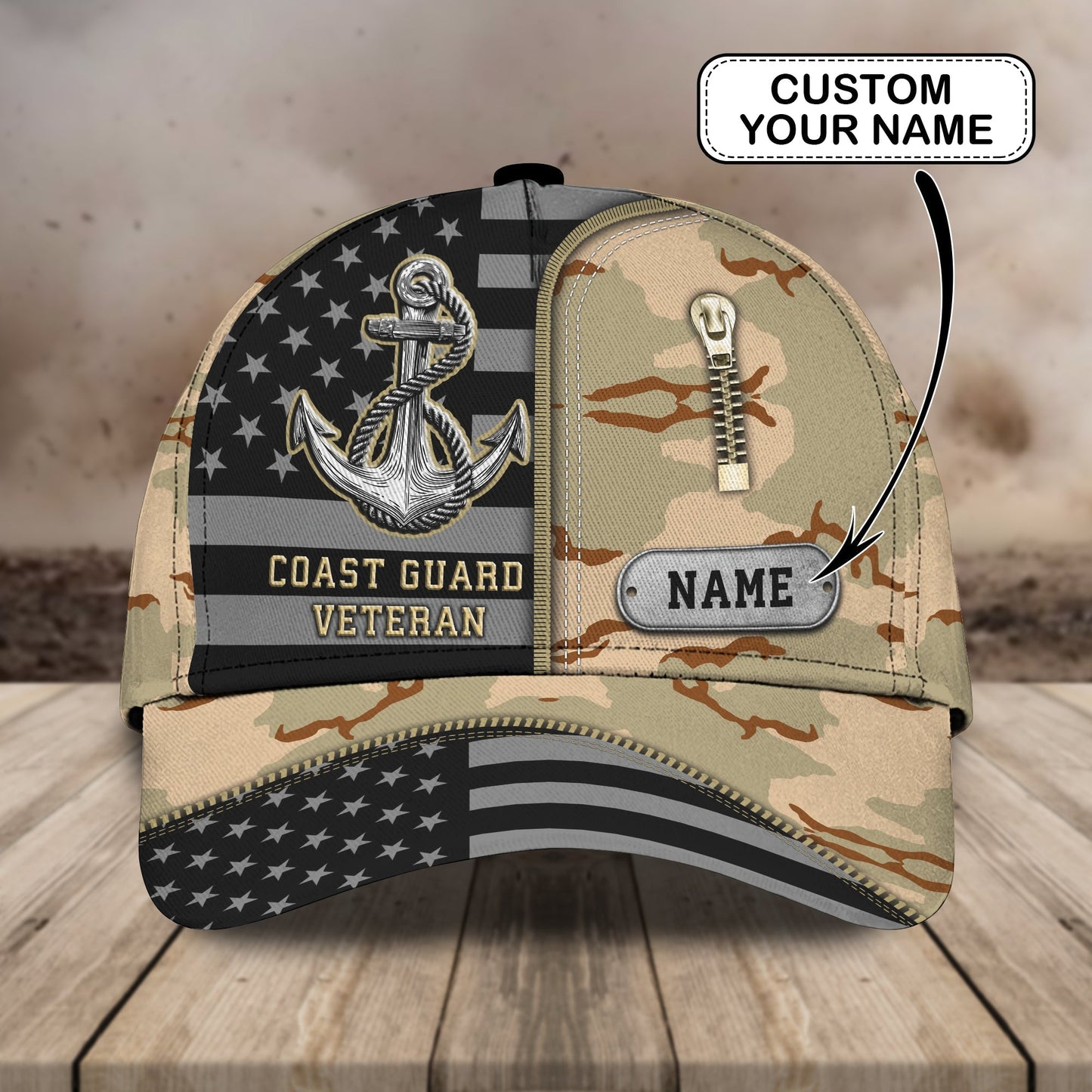 3D Classic Cap Coast Guard Veteran Personalized Name Cap Lasfour CA0960