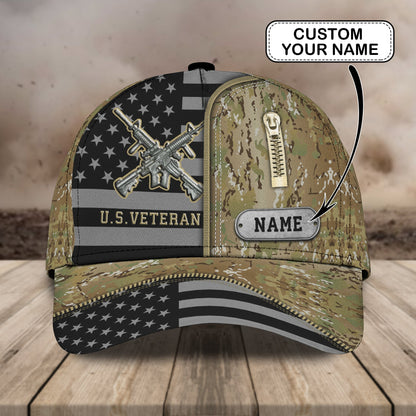 3D Classic Cap Us Veterans Cap Personalized Name Cap Lasfour CA0705