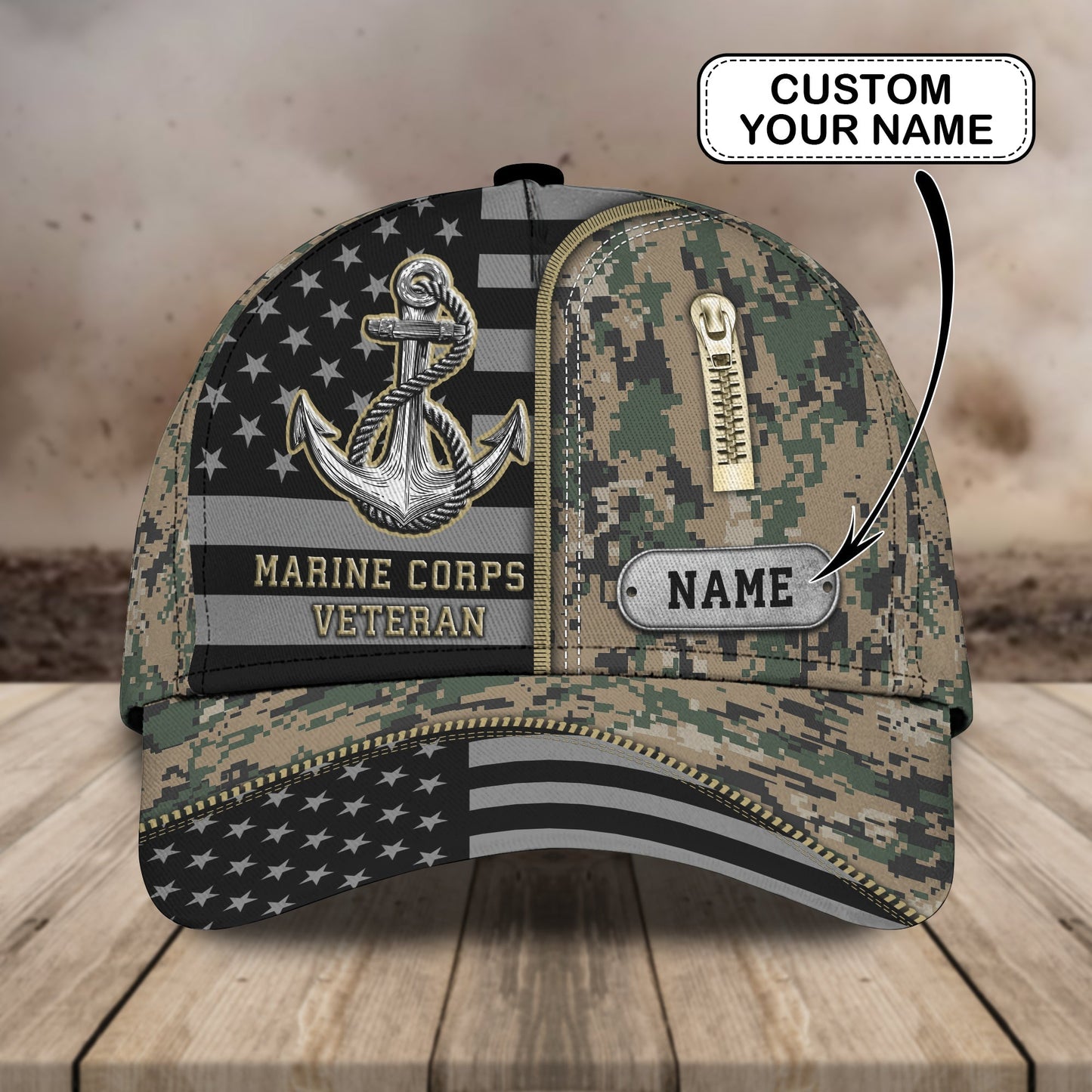 3D Classic Cap Marine Corps Veterans Cap personalized Name Cap Lasfour CA0029