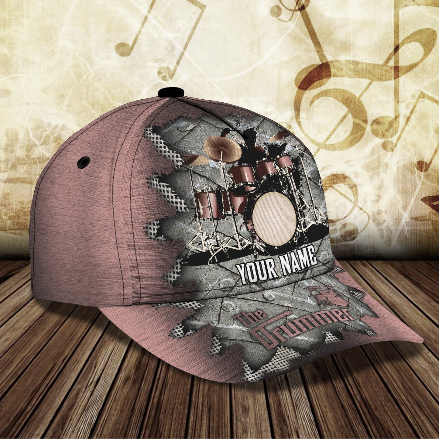 3D Classic Cap The Drummer Personalized Name Cap Lasfour CA0700